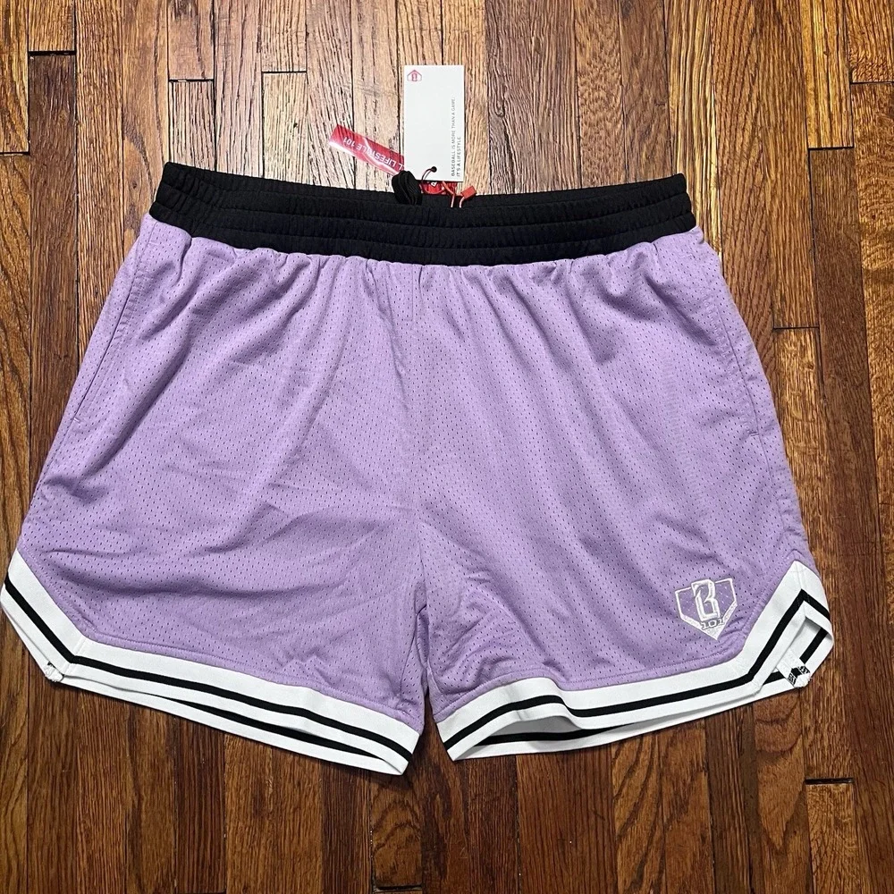 Baseball Lifestyle BL101 Men's Shorts Size XL Purple Athletic Drawstring New